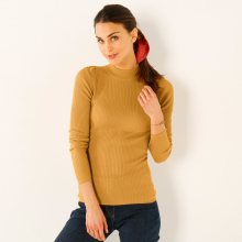 Blancheporte Žebrovaný pulovr se stojáčkem, délka cca 63 cm šafránová 34/36