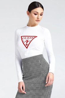 Guess bílé dámské tričko Long Sleeve Red Logo - M
