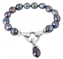 JwL Luxury Pearls Náramek z pravých kovově modrých perel JL0562