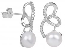 JwL Luxury Pearls Stříbrné náušnice s pravou perlou a zirkony JL0408