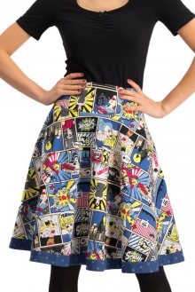Blutsgeschwister barevná sukně Superpower Skirt Comic s komixovými motivy - XS