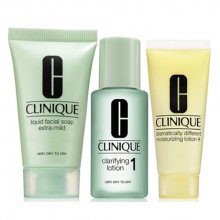 Clinique 3step Skin Care System1 50 ml Liquid Facial Soap Extra Mild + 100 ml Clarifying Lotion 1 + 30 ml DDML dárková sada