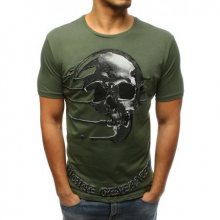 Pánské stylové tričko s lebkou tmavě zelený