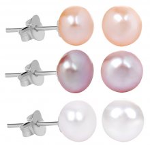 JwL Luxury Pearls Zvýhodněná sada 3 párů perlových náušnic - bílé, lososové,fialové  JL0426