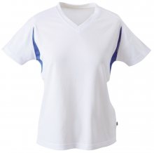 Dámské sportovní tričko s krátkým rukávem JN316 - Bílá / královská modrá | M