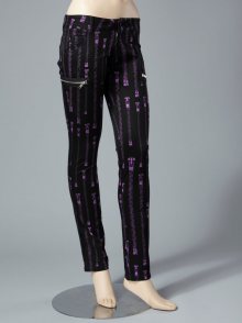 HELL BUNNY Zipper Skinny Jeans (Purple) Černá Fialová 32