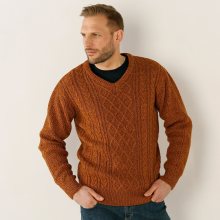 Blancheporte Irský pulovr s výstřihem do \"V\" měděný melír 87/96 (M)