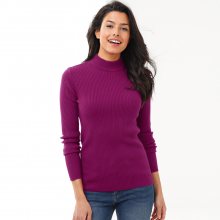 Blancheporte Žebrovaný pulovr se stojáčkem, délka cca 63 cm purpurová 42/44
