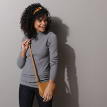 Blancheporte Žebrovaný pulovr se stojáčkem, délka cca 72 cm šedá 34/36