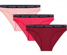 Tommy Hilfiger Dámské kalhotky 3P Bikini Dot Print UW0UW01385-079 Rose Tan/Barberry/Rhubarb S