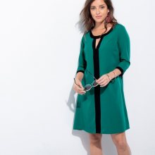 Blancheporte Rovné dvoubarevné šaty zelená/černá 36