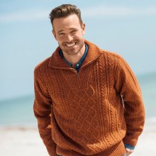Blancheporte Irský pulovr se stojáčkem na zip měděný melír 78/86 (S)