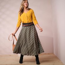 Blancheporte Polodlouhá sukně s minimalistickým vzorem khaki 42