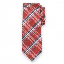 Úzká kravata s červeno-modrým károvaným vzorem 11127