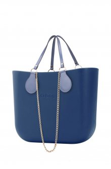 O bag kabelka MINI Bluette s řetízkovým držadlem a modrou koženkou