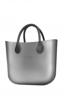 O bag kabelka MINI Silver s krátkými Grafitte držadly 