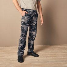 Blancheporte Meltonové kalhoty, rovný spodní lem šedá vojenský vzor 36/38
