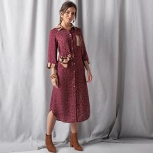 Blancheporte Košilové šaty s potiskem bordó/medová 36