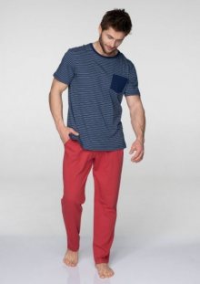 Key MNS 385 B19 Pánské pyžamo XXL tmavě modrá-červená