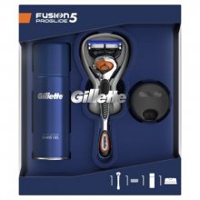 Gillette Dárkové balení Fusion5 Holicí strojek + Sensitive Gel na holení + Stojan