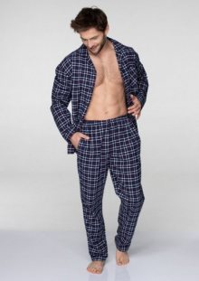 Key MNS 046 B19 plus pánské pyžamo 4XL tmavě modrá-kostka