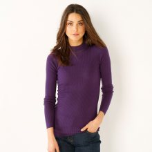 Blancheporte Žebrovaný pulovr se stojáčkem, délka cca 72 cm fialová 34/36