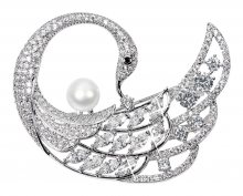 JwL Luxury Pearls Exkluzivní brož labuť s pravou perlou a krystaly 2v1 JL0518