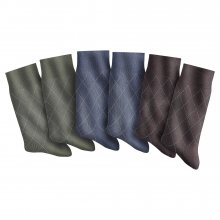 Blancheporte Ponožky s motivem kosočtverců, sada 6 párů khaki+indigo+čokoládová 39/42