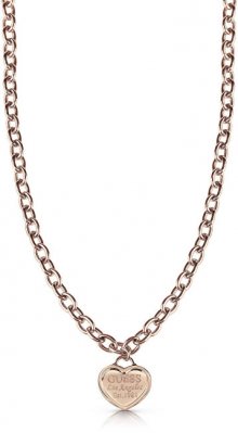 Guess Bronzový náhrdelník se srdíčkem UBN28016