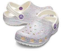 Crocs barevné dívčí pantofle Classic Glitter Clog Oyster - 28/29