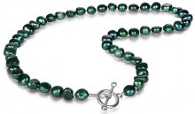 JwL Luxury Pearls Náhrdelník z pravých smaragdově zelených perel JL0366
