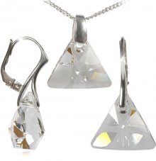 MHM Souprava šperků Triangle Crystal Ag 34197 (náušnice, řetízek, přívěsek)