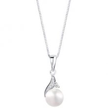 JwL Luxury Pearls Stříbrný náhrdelník s pravou perlou a zirkony JL0591 (řetízek, přívěsek)
