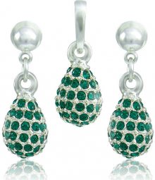 MHM Souprava šperků Kapka M4 Emerald 3485 (náušnice, řetízek, přívěsek)