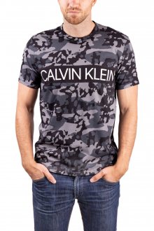 Calvin Klein černé maskáčové pánské tričko S/S Crew Neck - S