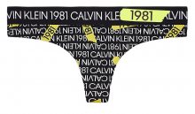 Calvin Klein černá tanga Thong Neon Tape Stripe - XS