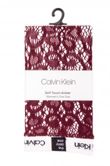 Calvin Klein bordové krajkované ponožky Lace Logo - 37-41
