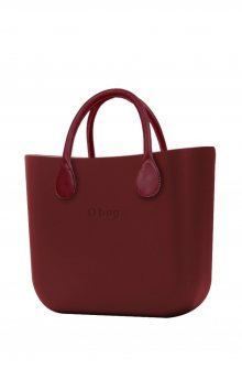 O bag kabelka MINI Bordeaux s bordovými krátkými koženkovými držadly