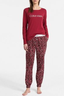 Calvin Klein vínové dámské pyžamo L/S Pant Set - L