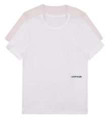Calvin Klein 2 pack dámských triček S/S Crew Neck white/ pink sky - S