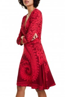 Desigual červeno-růžové áčkové šaty Vest Marlene - XS