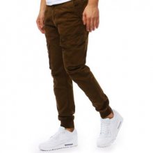 Pánské kalhoty STYLE joggery jeansy hnědé