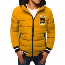 Pánská STYLE bunda bomber jacket vycpaná / prošívaná s kapucí žlutá