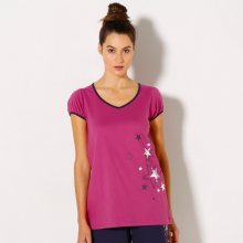 Blancheporte Jednobarevné tričko hvězdičky, s kr. rukávy, bavlněný žerzej fuchsie 34/36