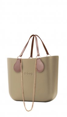 O bag kabelka MINI Sabbia s řetízkovými držadly a pudrovou koženkou