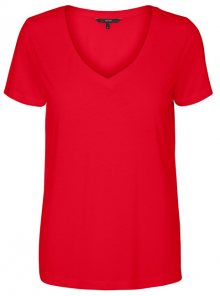 Vero Moda Dámské triko Spicy V-neck Ss Top Color Chinese Red S