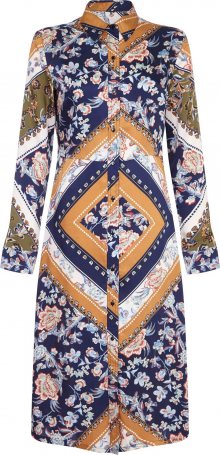 Mela London Letní šaty \'SCARF PRINT SHIRT DRESS\' námořnická modř / okrová