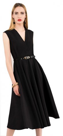 Closet London Dámské šaty Closet Flared Wrap Dress With Belt Black S