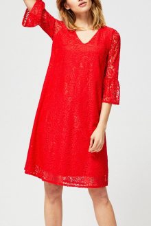 Moodo červené krajkované šaty s volány - XS