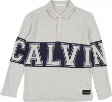 Calvin Klein Jeans Tričko \'VARSITY LS POLO\' šedý melír / černá